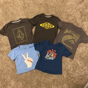 5 adorable 2T Volcom and Quicksilver shirts.